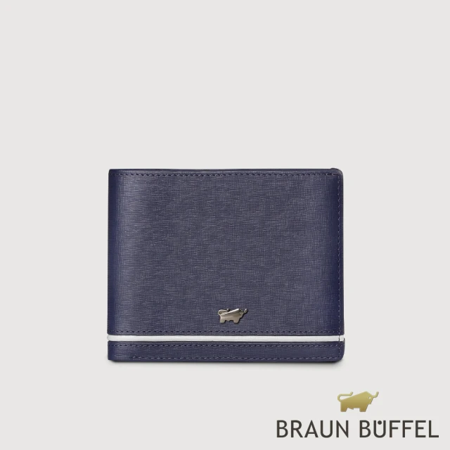 BRAUN BUFFEL 德國小金牛 台灣總代理 維克多-D BRAUN BUFFEL 德國小金牛 台灣總代理 維克多-D 12卡中間翻透明窗短夾-午夜藍(BF512-317-MNB)