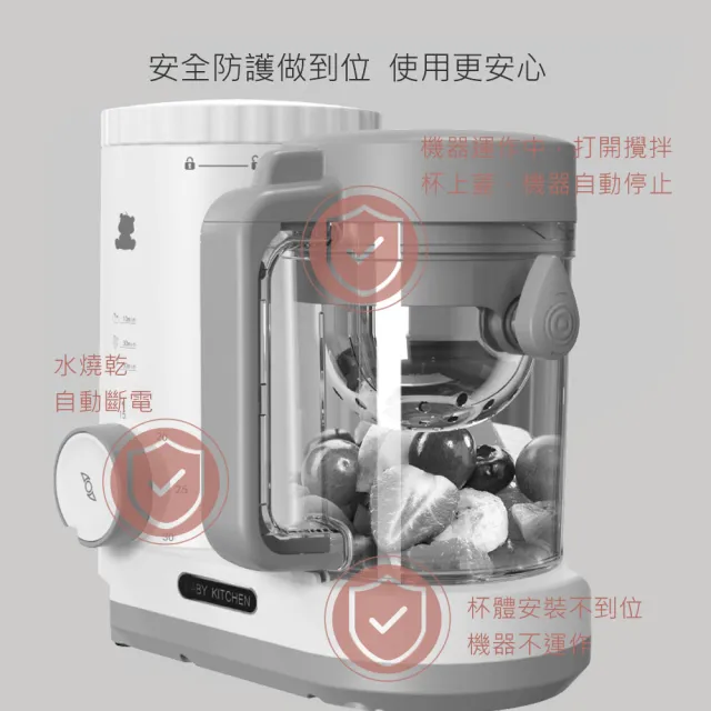 【Snowbear 小白熊】智慧營養 蒸煮研磨食物調理機(+熊本士 動動樂 316不銹鋼保溫瓶 藍)