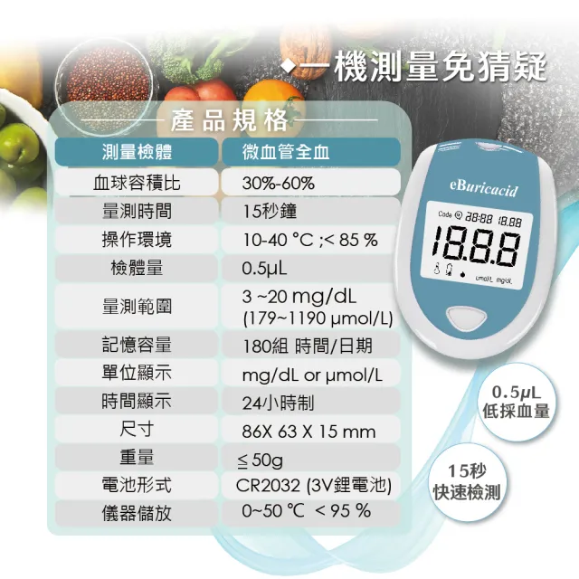 【eBmonitor醫必】eBuricacid 暐世尿酸測試儀套組(尿酸 量測)