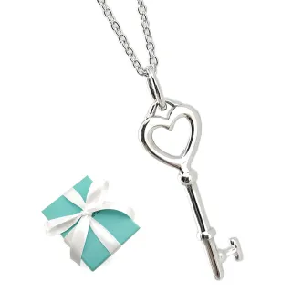 【Tiffany&Co. 蒂芙尼】925純銀-KEY 愛心鑰匙吊飾女用頸鍊項鍊