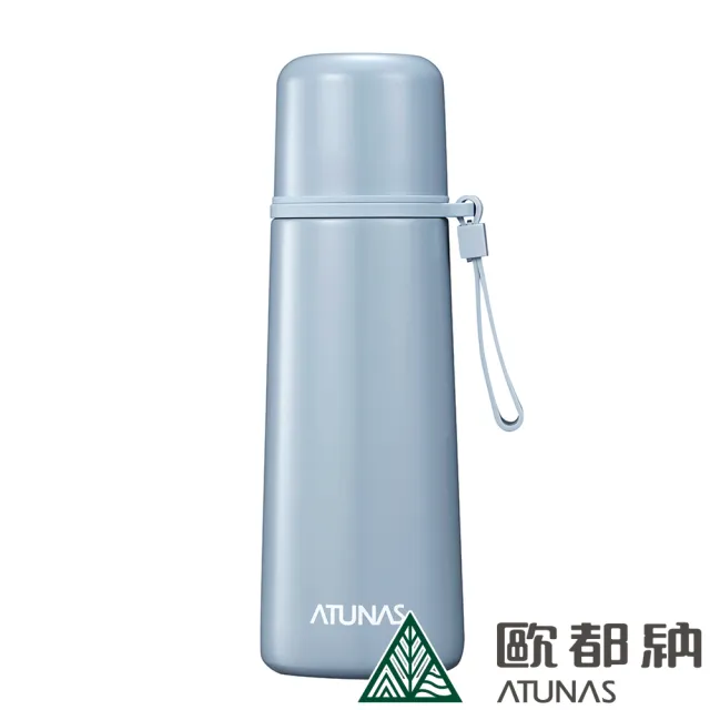 【ATUNAS 歐都納】316不鏽鋼雙蓋式霧面保溫瓶500ml(A1KTDD03N藍灰/雙層真空斷/長效保溫保冷/無毒環保)