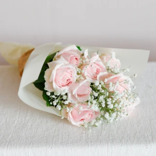 【玉屋TAMAYA】甜美粉玫瑰花束8朵(鮮花 情人節 開幕升遷 發表會 生日祝賀 告白 紀念日 畢業祝福)