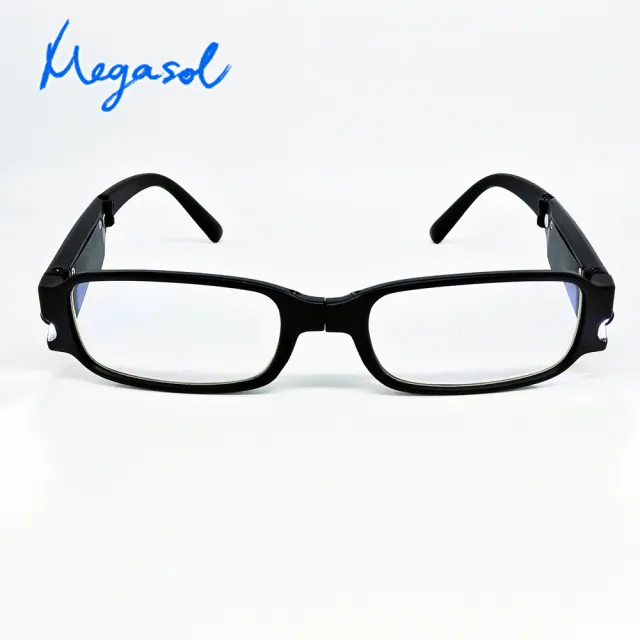 【MEGASOL】抗UV濾藍光觸控照明驗鈔輕便折疊老花眼鏡(破盤2件組8809*2)
