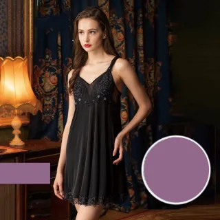【Wacoal 華歌爾】睡衣-優雅奢華超細針織 M-L 一件式裙款-性感 NNS05483PT(紫)