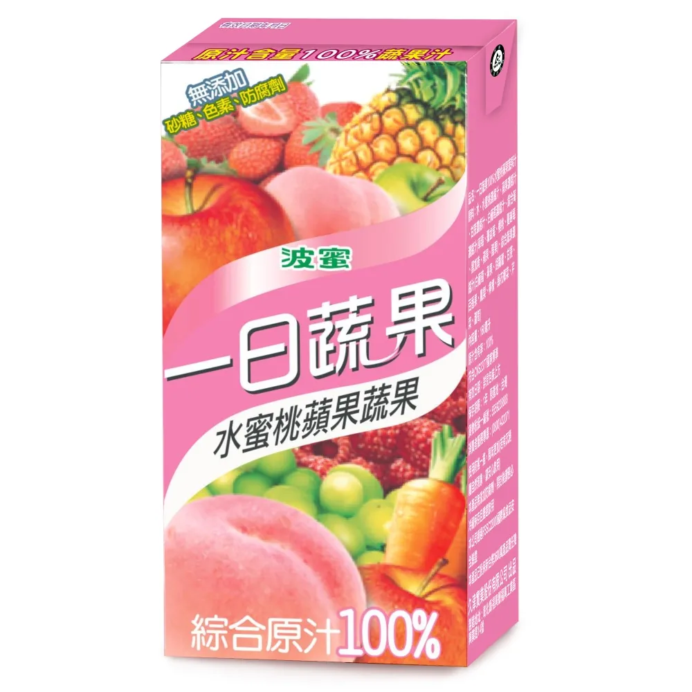 【波蜜】一日蔬果100%水蜜桃蘋果蔬果汁160mlx6入