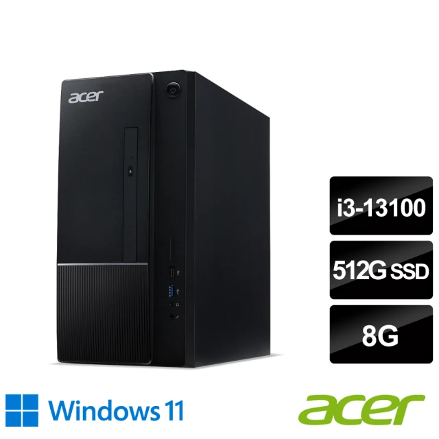 Acer 宏碁 27型電競螢幕組★i3四核電腦(Aspire TC-1770/i3-13100/8G/512G SSD/W11)