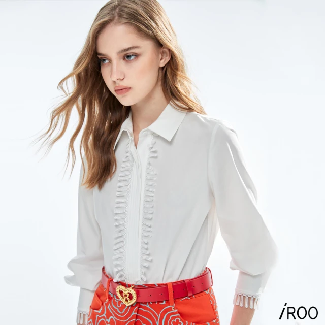 iROO 珠鍊式蕾絲裝飾上衣