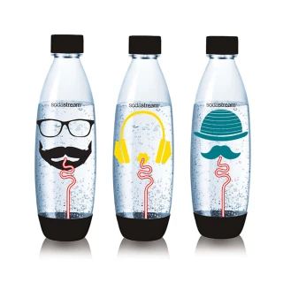 【Sodastream】水滴型專用水瓶1L 3入(嬉皮士)