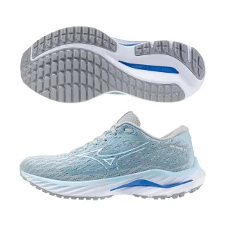 【MIZUNO 美津濃】慢跑鞋 女鞋 運動鞋 緩震 支撐型 超寬楦 INSPIRE 灰藍 J1GD244625