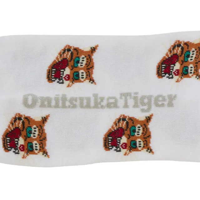 【Onitsuka Tiger】鬼塚虎 白色滿版老虎圖樣中筒襪(3183A948-100)