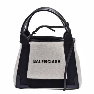 【Balenciaga 巴黎世家】NAVY系列帆布X牛皮飾邊手提/肩背托特包(黑390346-AQ38N-1000)