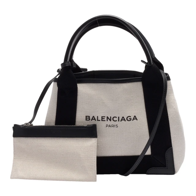 Balenciaga 巴黎世家 NAVY系列帆布X牛皮飾邊手提/肩背托特包(黑390346-AQ38N-1000)