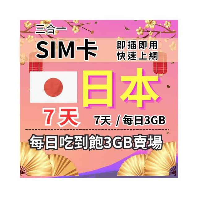 【CPMAX】日本旅遊上網 7天每日3GB 高速流量 SoftBank電信(SIM25)