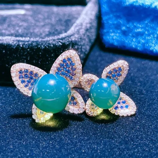 【勝弘珠寶】多明尼加藍珀飛翔蝴蝶戒指-8mm