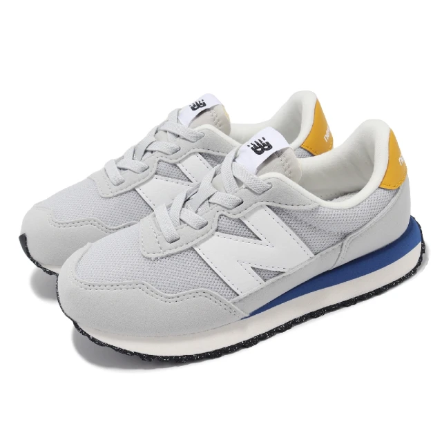 NEW BALANCE 休閒鞋 237 Wide 中童 寬楦 灰 黃 麂皮 緩衝 小朋友 運動鞋 NB(PH237VHB-W)