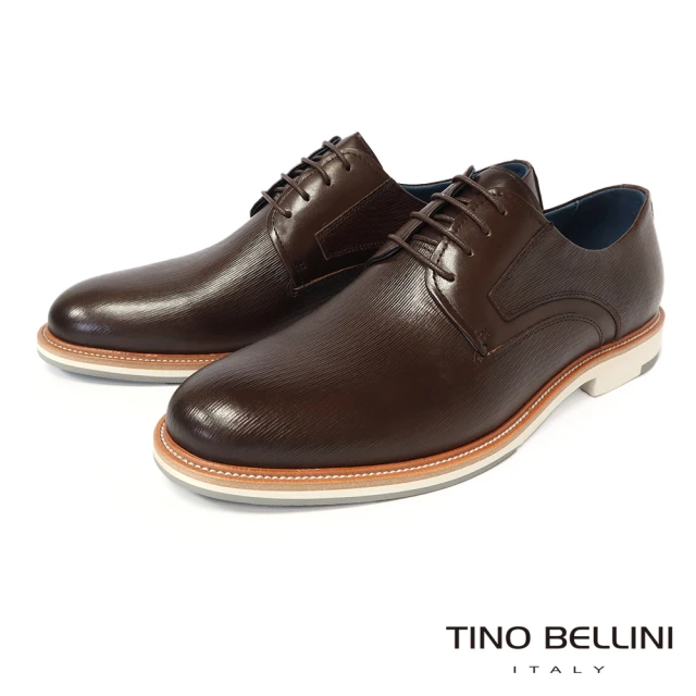 TINO BELLINI 貝里尼TINO BELLINI 貝里尼 牛皮壓紋綁帶紳士鞋HM4T012-6(可可色)