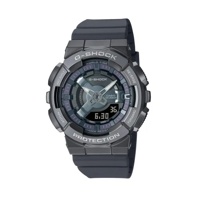 【CASIO 卡西歐】G-SHOCK 耀眼獨特 個性灰 金屬時尚 人氣雙顯 石英錶(GM-S110B-8A)