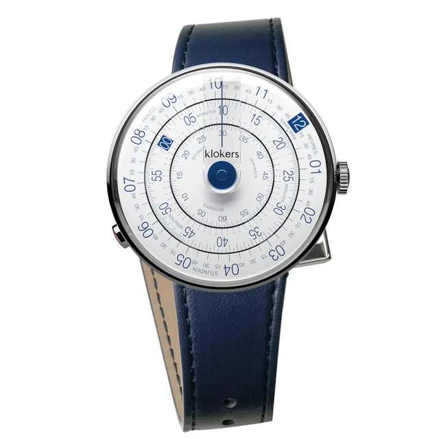 【klokers 庫克】KLOK-01-D4 藍色錶頭+單圈皮革錶帶