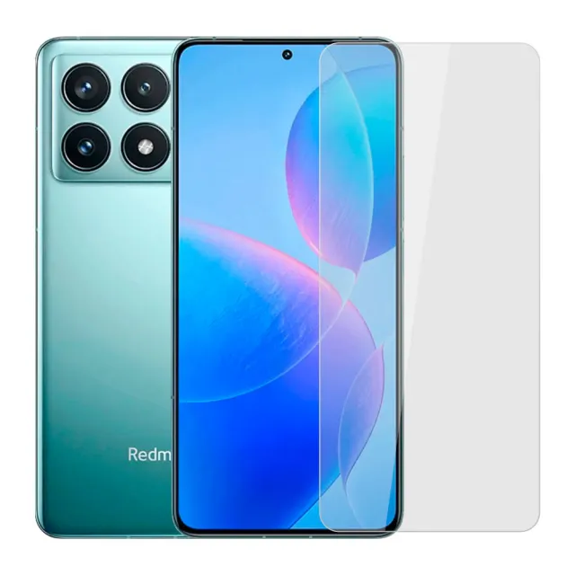 【YADI】Redmi K70 K70E K70 Pro 6.67吋 2023 水之鏡 AGC高清透手機玻璃保護貼(靜電吸附 高清透光)
