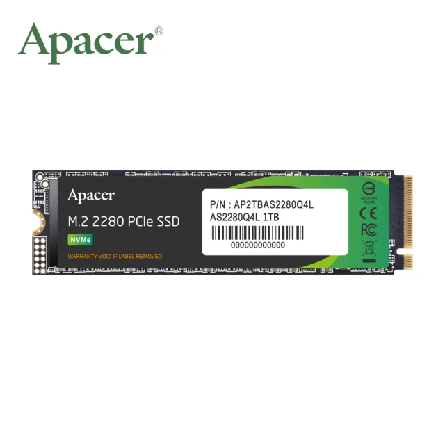 Apacer 宇瞻 AS2280Q4L 1TB M.2 PCIe 4.0 SSD