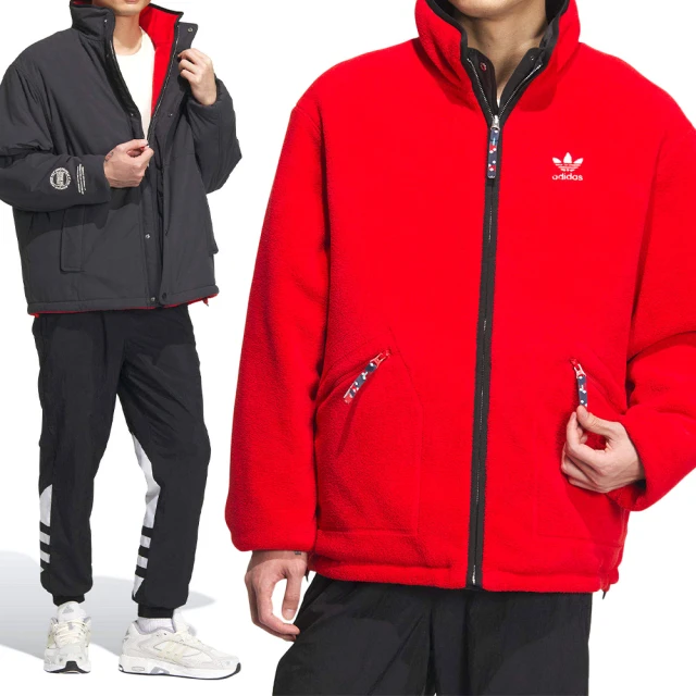 【adidas 愛迪達】REV Sherpa JKT 男款 黑紅色 休閒 冬季 CNY 冬季 外套 IX4209