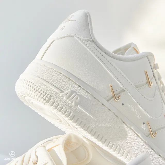 【NIKE 耐吉】Air Force 1 Mini Gold 女鞋 白色 小金勾 四勾 小白鞋 AF1 休閒鞋 FV3654-111