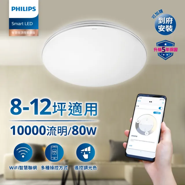 【Philips 飛利浦】SMART LED 智慧 吸頂燈星鑽版(PW012P)