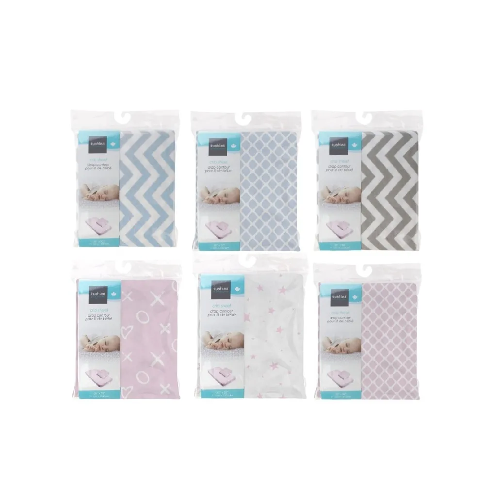 【kushies】純棉棉絨嬰兒床床包 60x120 cm(粉色系 - 床墊25公分以內適用)