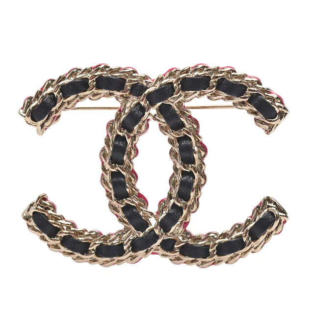 CHANEL 香奈兒 銀雙C logo 鏤空愛心水鑽鑲飾針式