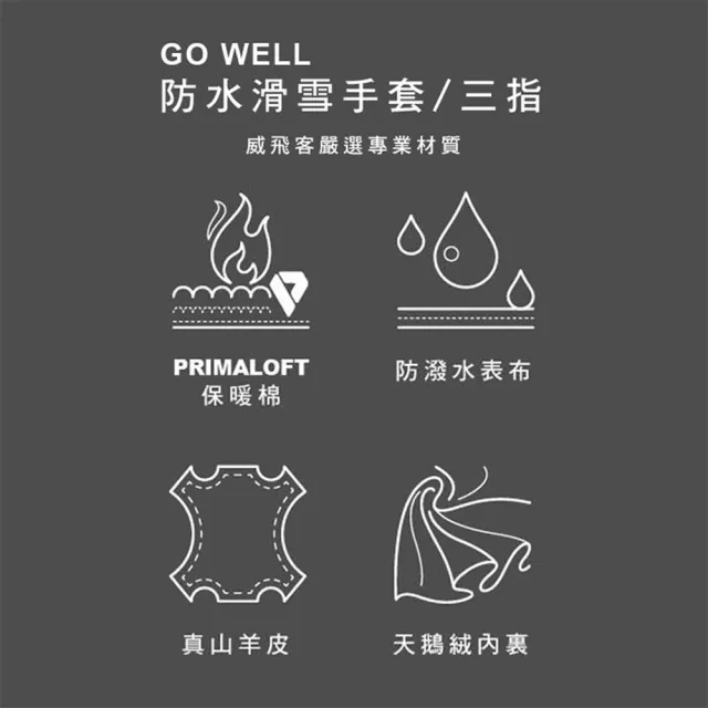 【WellFit】GO WELL 防水滑雪手套(併指/兩色)
