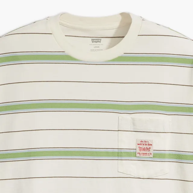 【LEVIS】LEVIS Workwear工裝系列男款寬鬆版經典220G厚磅口袋條紋短TEE 上衣 熱賣單品 A5850-0008