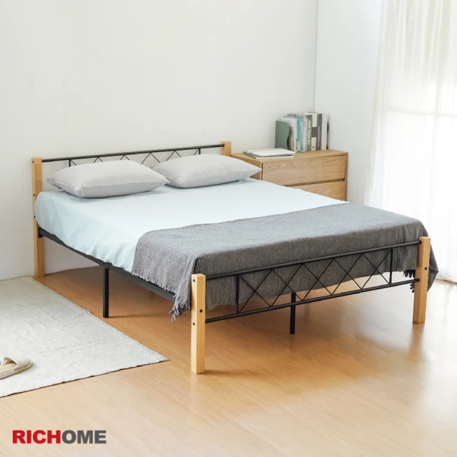 RICHOME 杰曼5呎雙人床/雙人床架(鐵床 床架 雙人床