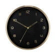【CarryPlus】12吋低調奢華金屬掛鐘-經典黑金配色(靜音掛鐘、質感金屬框)