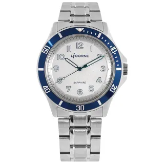 【LICORNE】數字刻度 藍寶石水晶玻璃 夜光指針 不鏽鋼手錶 白色 42mm(LT161MWCA-N)