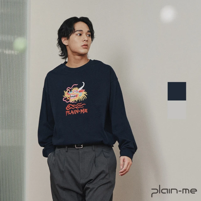 plain-me 和樂龍龍印刷長袖TEE PLN0117-242(男款/女款 共2色 TEE 上衣 長袖上衣)