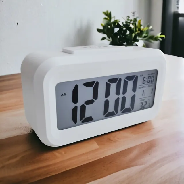 【LIFE SHOP 生活購物】日式簡約超大螢幕感應溫度電子鐘(溫度計 鬧鐘 電子鐘 大螢幕)