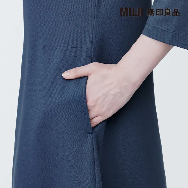 【MUJI 無印良品】女棉混二重織V領洋裝(共2色)