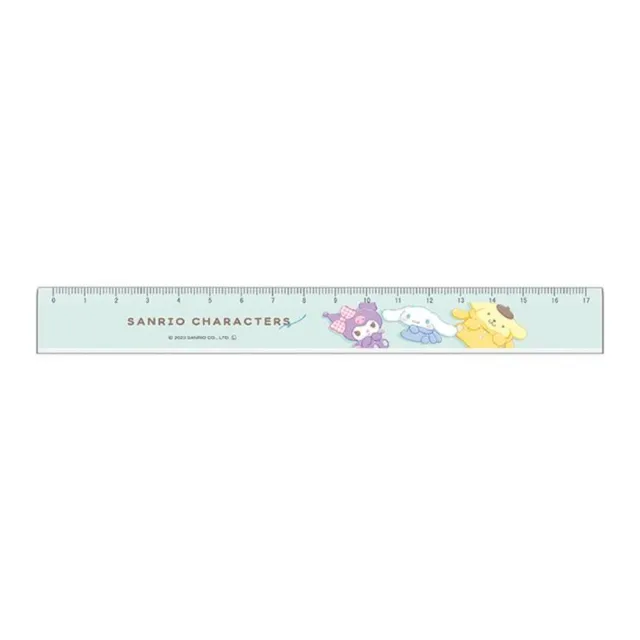 【小禮堂】Sanrio 三麗鷗 17cm 半透明塑膠直尺 - 帽T款 大集合(平輸品)