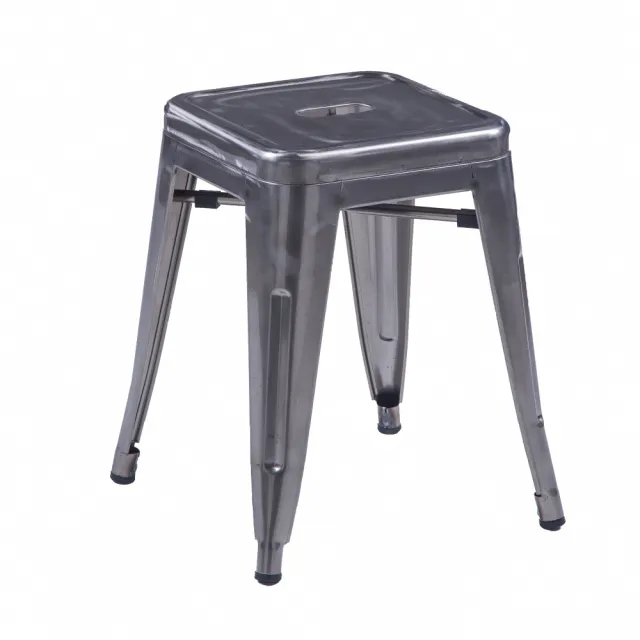 【E-home】4入組 Una尤娜工業風可堆疊金屬餐椅-高45cm 4色可選(網美 戶外 工業風 鐵皮椅)