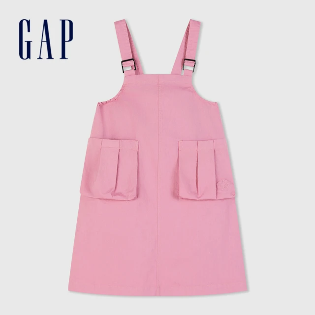 GAP 女童裝 Logo吊帶洋裝-粉紅色(890511)