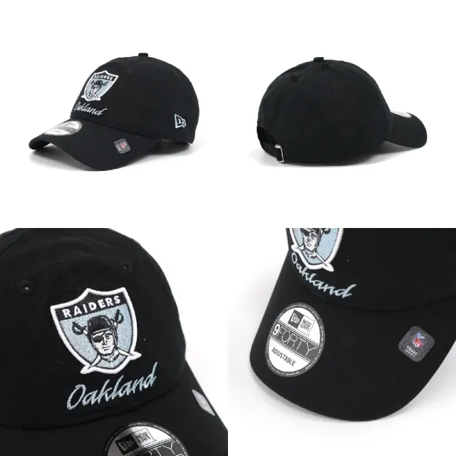 【NEW ERA】棒球帽 NFL 黑 白 940帽型 奧克蘭突襲者 可調式帽圍 刺繡 老帽 帽子(NE13957177)
