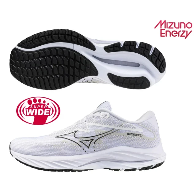 MIZUNO 美津濃 慢跑鞋 男鞋 運動鞋 緩震 一般型 超寬楦 RIDER 白銀 J1GC230458