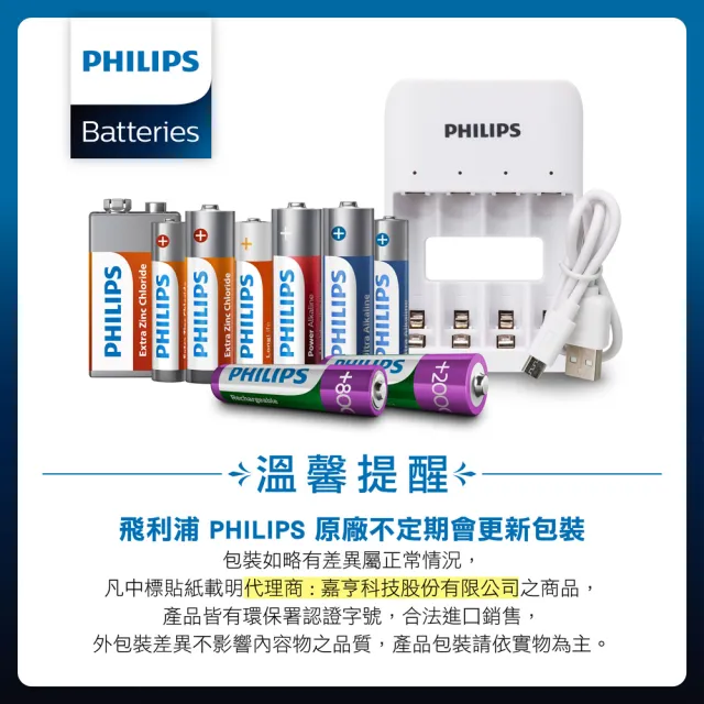 【Philips 飛利浦】4號碳鋅電池-24顆(4入*6)