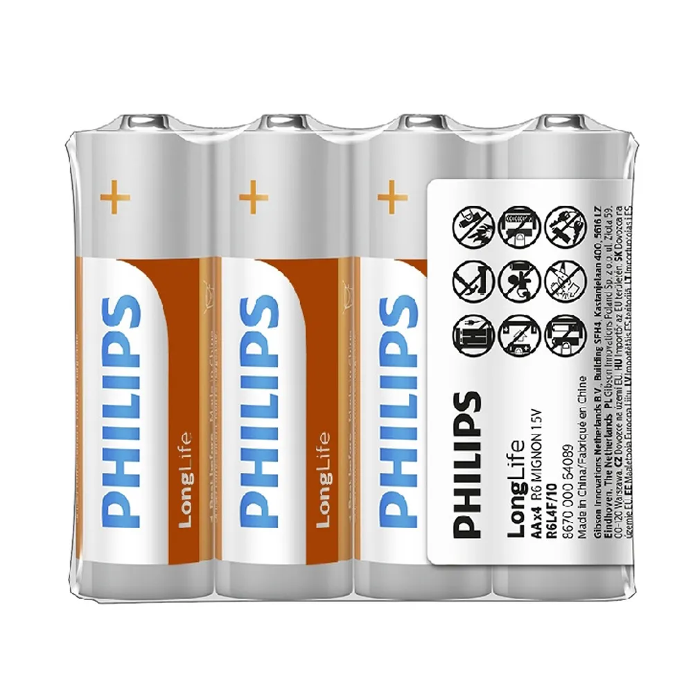 【Philips 飛利浦】3號碳鋅電池 共24顆(4入*6)