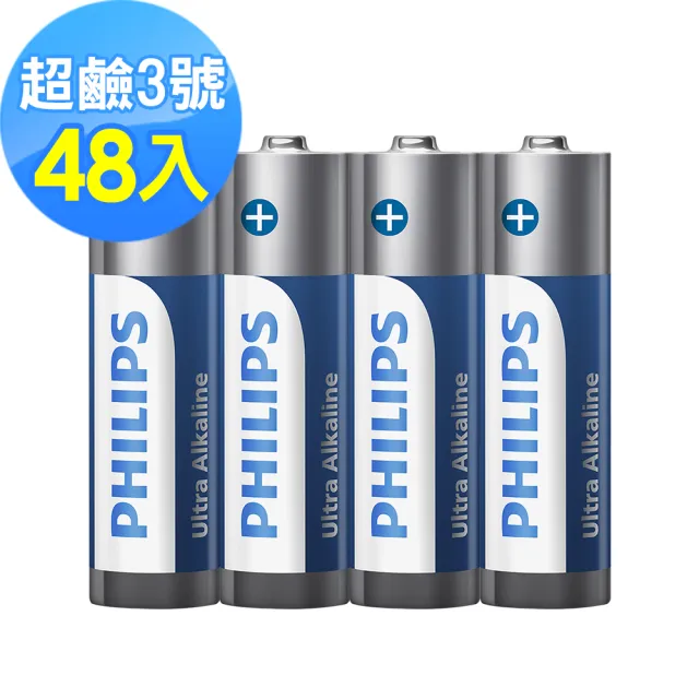 【Philips 飛利浦】3號超鹼電池-48顆(4入*12)