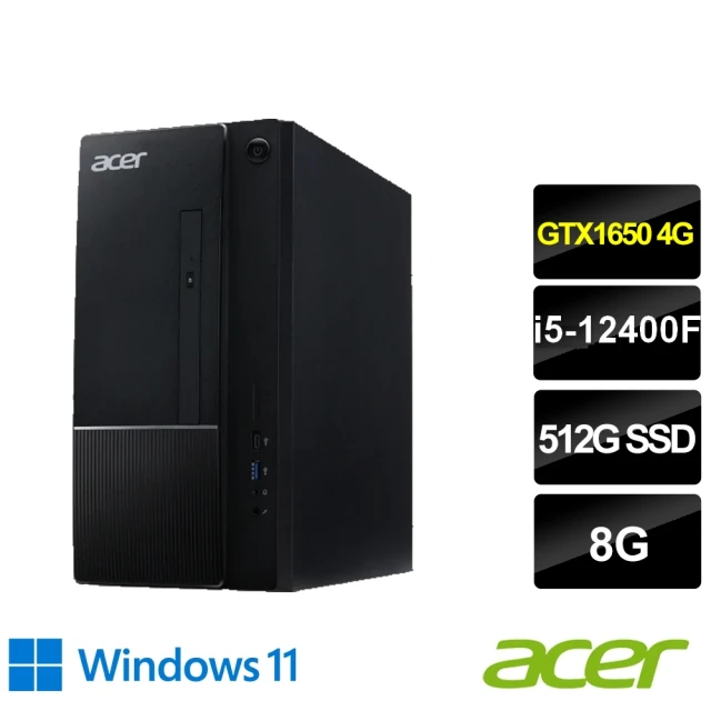 【Acer 宏碁】27型電競螢幕組★i5 GTX1650電腦(Aspire TC-1750/i5-12400F/8G/512G SSD/GTX1650/W11)