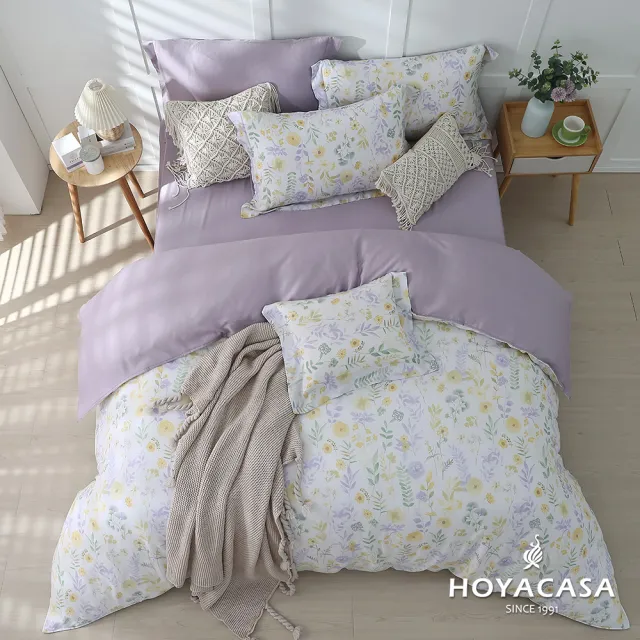 【HOYACASA  禾雅寢具】100%抗菌天絲兩用被床包組-芊芊花香(雙人)