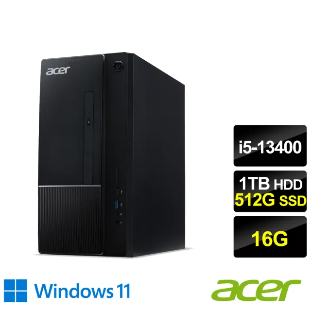 【Acer 宏碁】24型電競螢幕組★i5十核電腦(Aspire TC-1770/i5-13400/16G/1TB+512G SSD/W11)