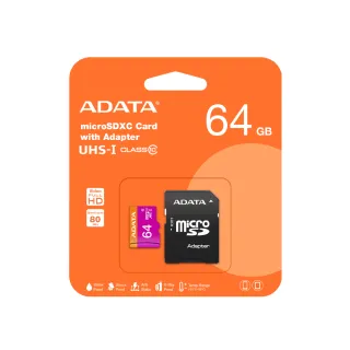 【ADATA 威剛】Premier microSDXC UHS-I U1 64G 記憶卡(全新改款 附轉卡)
