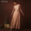 【JESSICA】柔美優雅奢華花卉蕾絲圓領長洋裝禮服235709